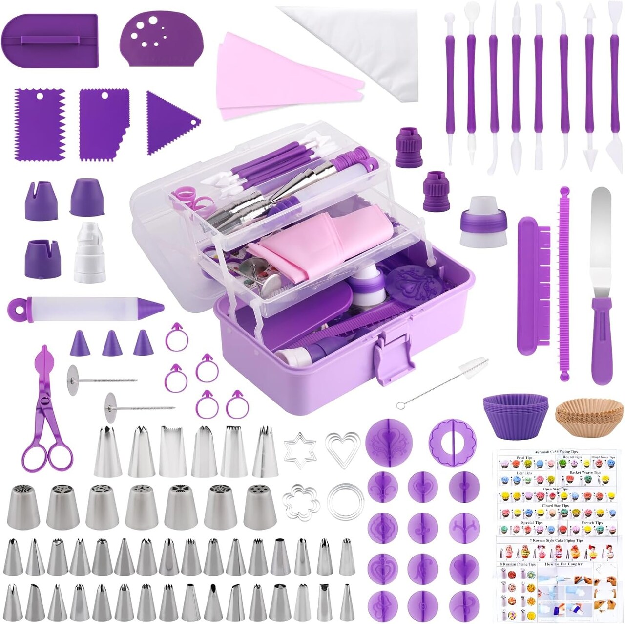 Cake Decorating Kit Baking Accessories Set with Piping Bags, Tips, Spatula, Scraper, and Tools